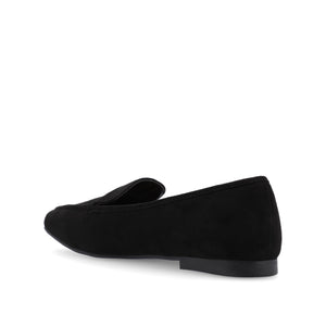 TULLIE FAUX SUEDE SLIP-ON LOAFER FLATS IN WIDE - Black