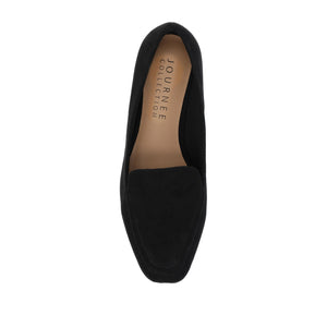TULLIE SLIP-ON LOAFER FLATS IN FAUX SUEDE - Black