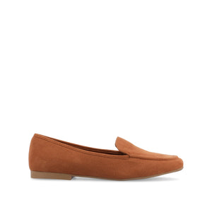 TULLIE SLIP-ON LOAFER FLATS IN FAUX SUEDE - Cognac