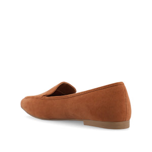TULLIE FAUX SUEDE SLIP-ON LOAFER FLATS IN WIDE - Cognac