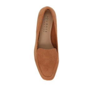 TULLIE SLIP-ON LOAFER FLATS IN FAUX SUEDE - Cognac