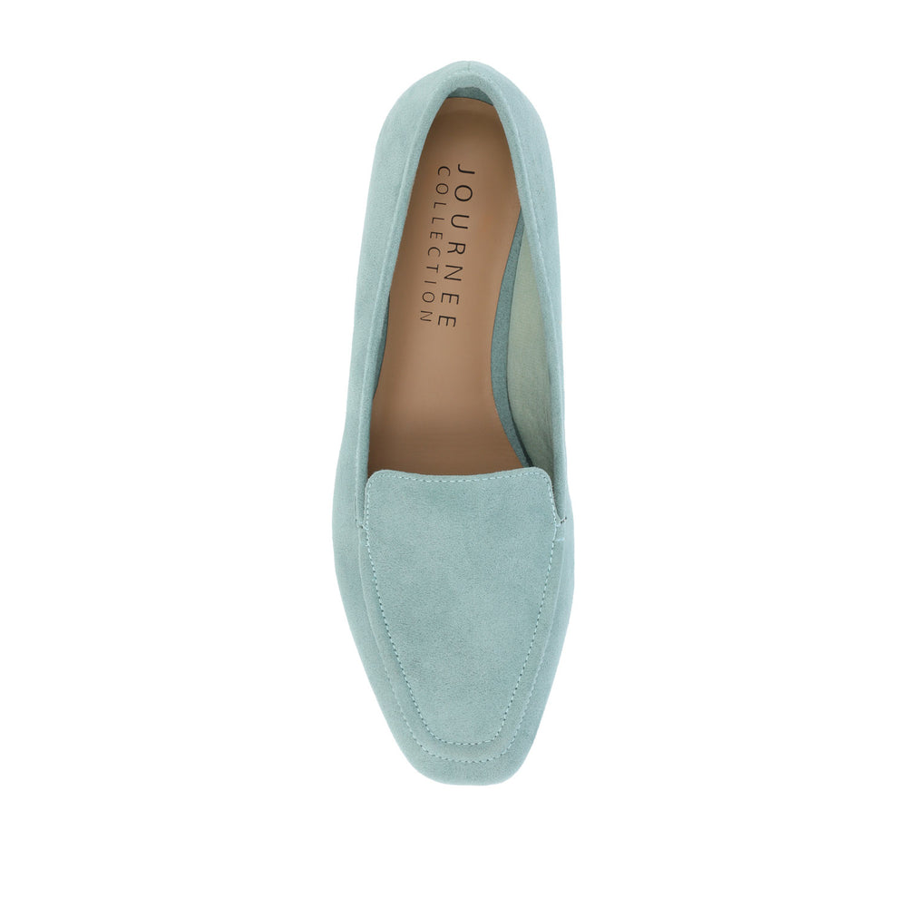 TULLIE FAUX SUEDE SLIP-ON LOAFER FLATS IN WIDE