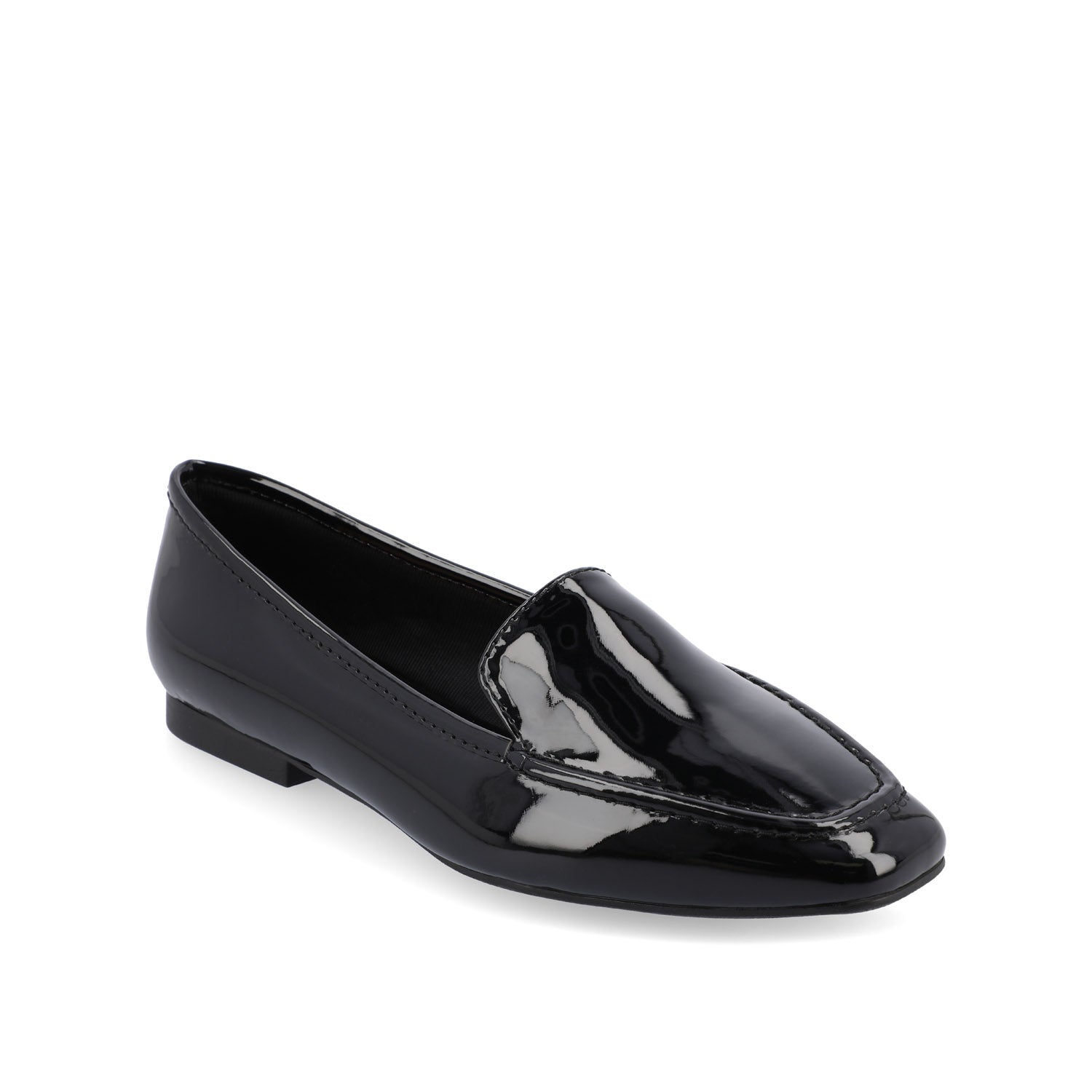 TULLIE SLIP-ON LOAFER FLATS IN FAUX SUEDE - Patent/Black
