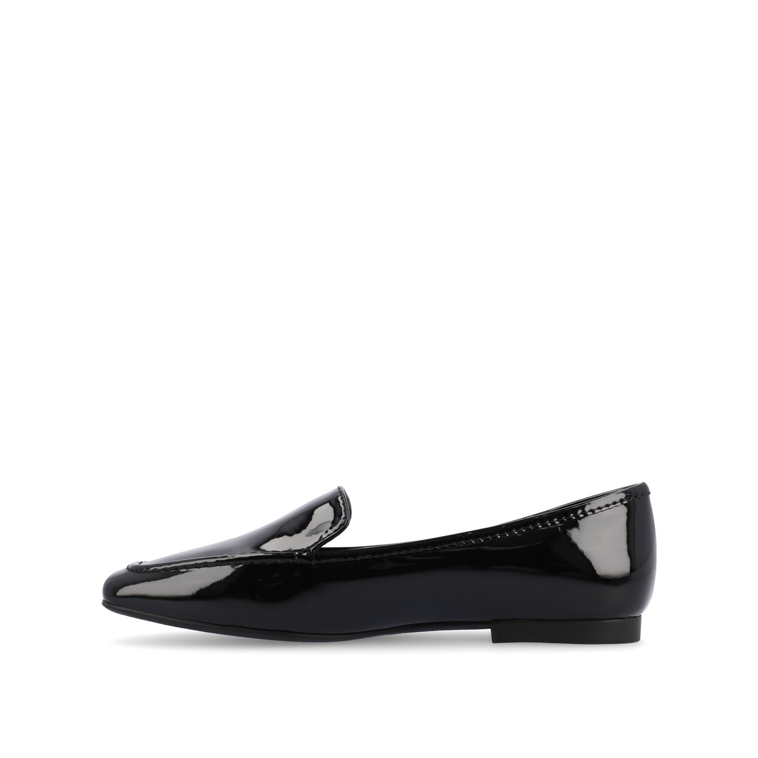 TULLIE SLIP-ON LOAFER FLATS IN FAUX SUEDE - Patent/Black