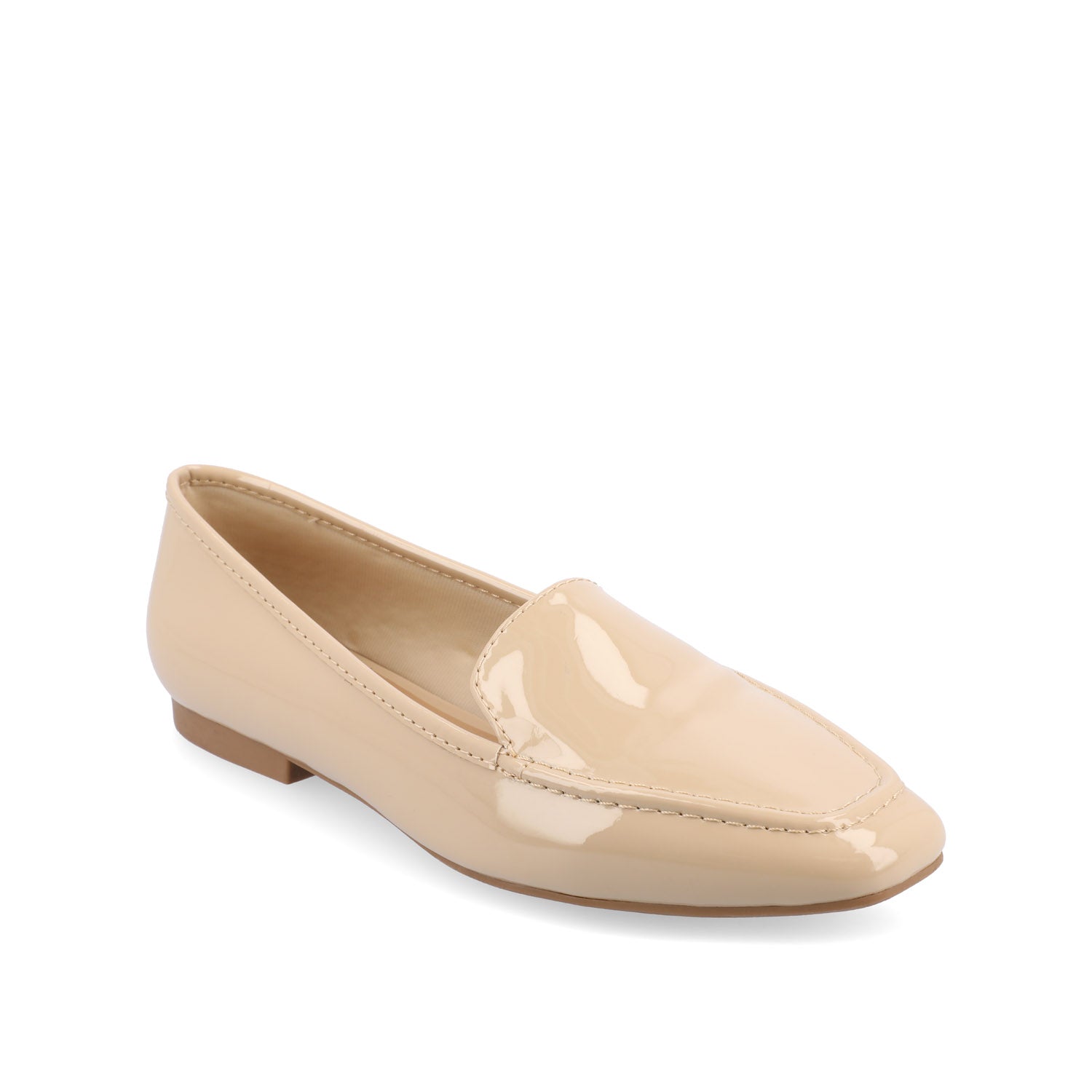 TULLIE FAUX SUEDE SLIP-ON LOAFER FLATS IN WIDE - Patent/Tan