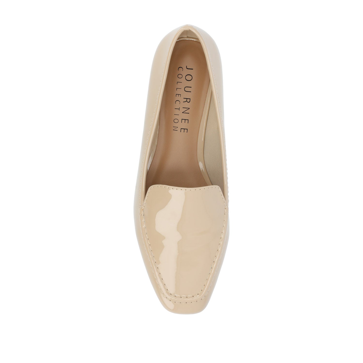 TULLIE FAUX SUEDE SLIP-ON LOAFER FLATS IN WIDE - Patent/Tan