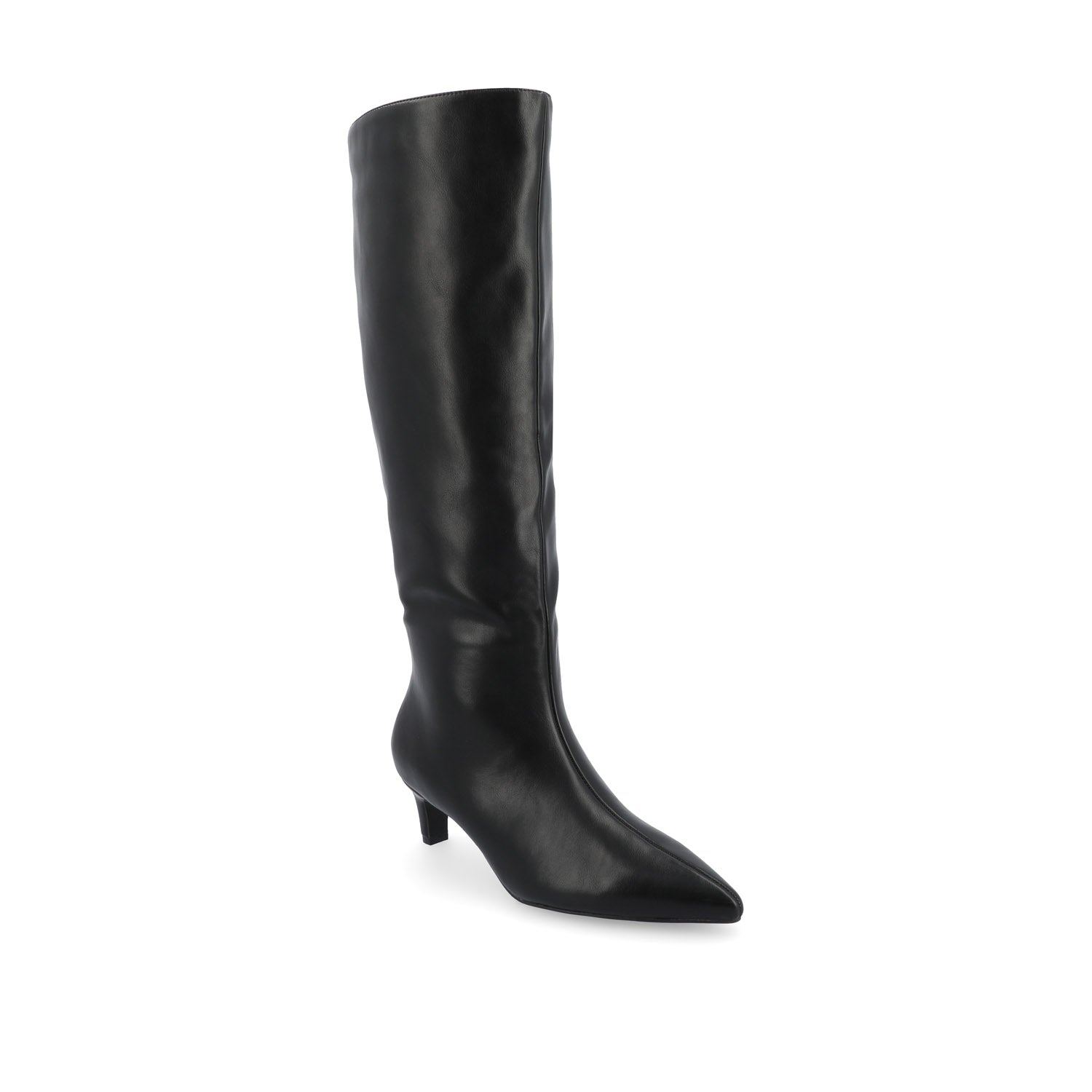 TULLIP KNEE HIGH BOOTS IN VEGAN LEATHER - Black PU