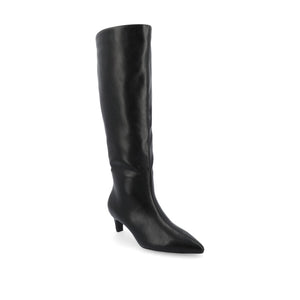 TULLIP KNEE HIGH BOOTS IN VEGAN LEATHER - Black PU