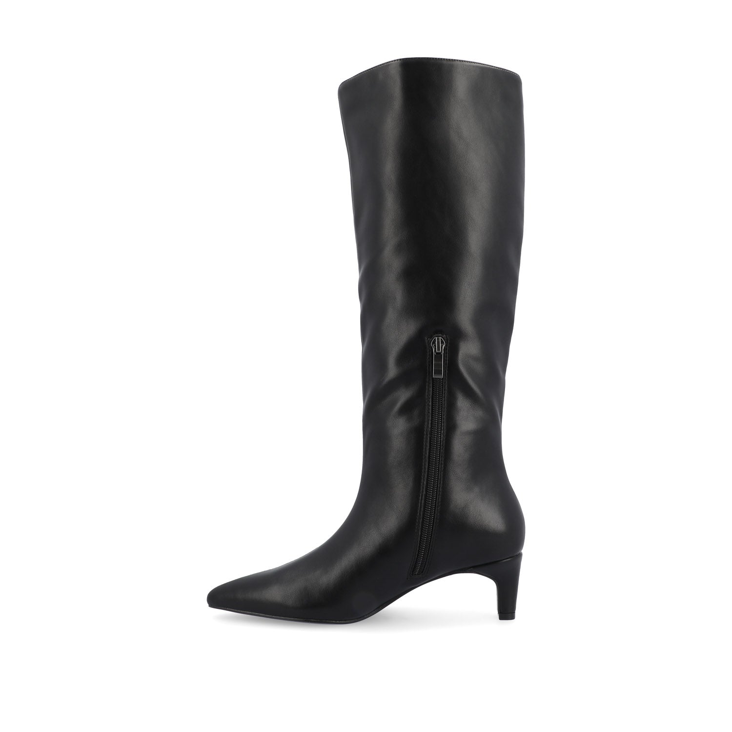 TULLIP KNEE HIGH BOOTS IN VEGAN LEATHER - Black PU