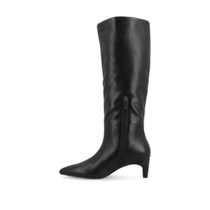 TULLIP KNEE HIGH BOOTS IN VEGAN LEATHER - Black PU
