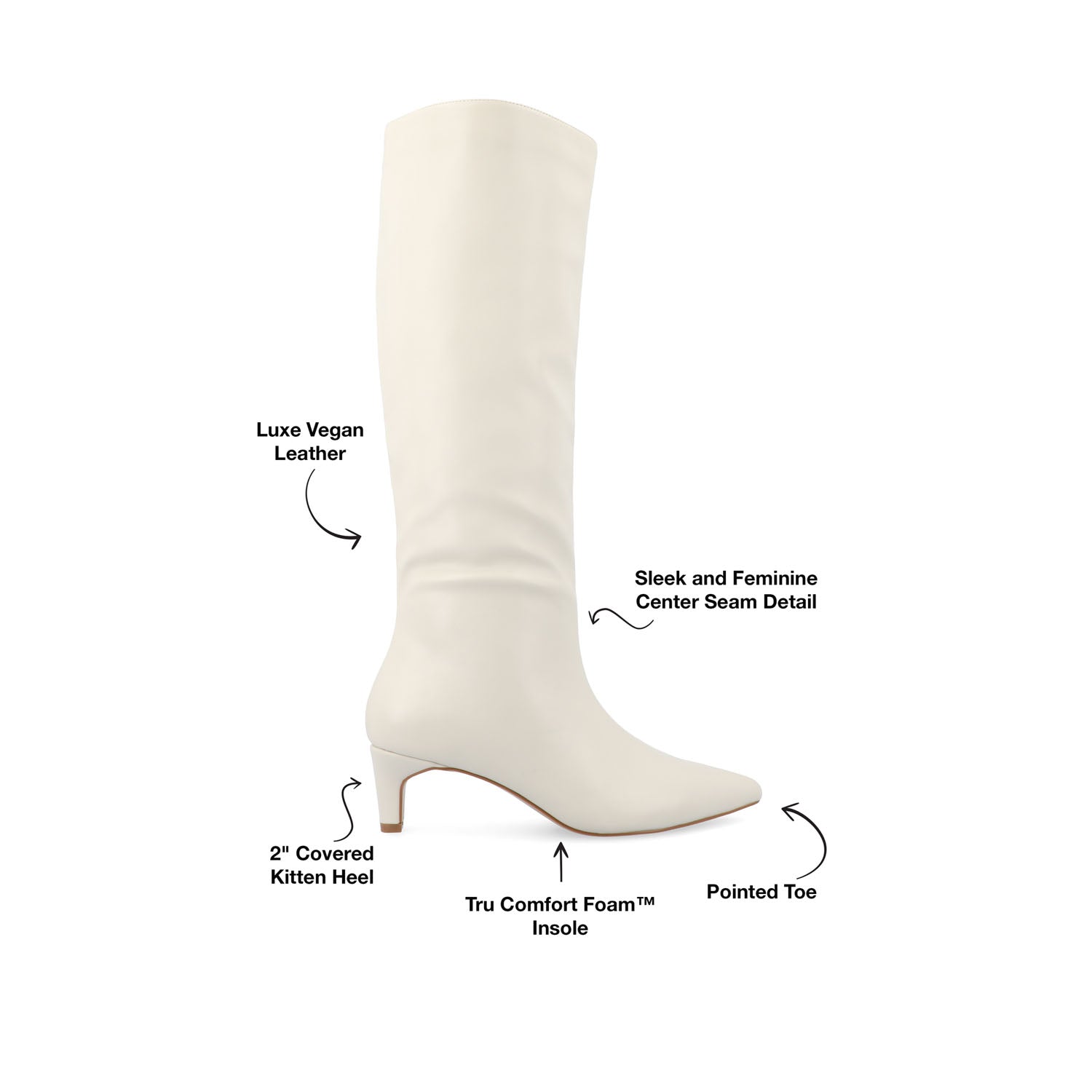 TULLIP BOOTS IN WIDE WIDTH & X-WIDE CALF - Bone PU