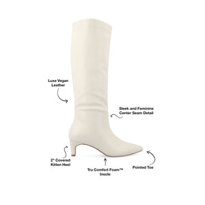 TULLIP BOOTS IN WIDE WIDTH & X-WIDE CALF - Bone PU