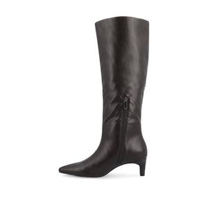 TULLIP KNEE HIGH BOOTS IN VEGAN LEATHER - Brown PU