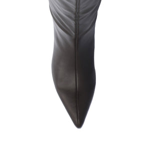 TULLIP KNEE HIGH BOOTS IN VEGAN LEATHER - Brown PU