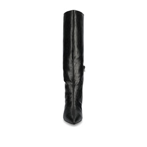 TULLIP KNEE HIGH BOOTS IN VEGAN LEATHER - Black Croco