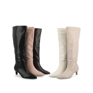 TULLIP KNEE HIGH BOOTS IN FAUX LEATHER