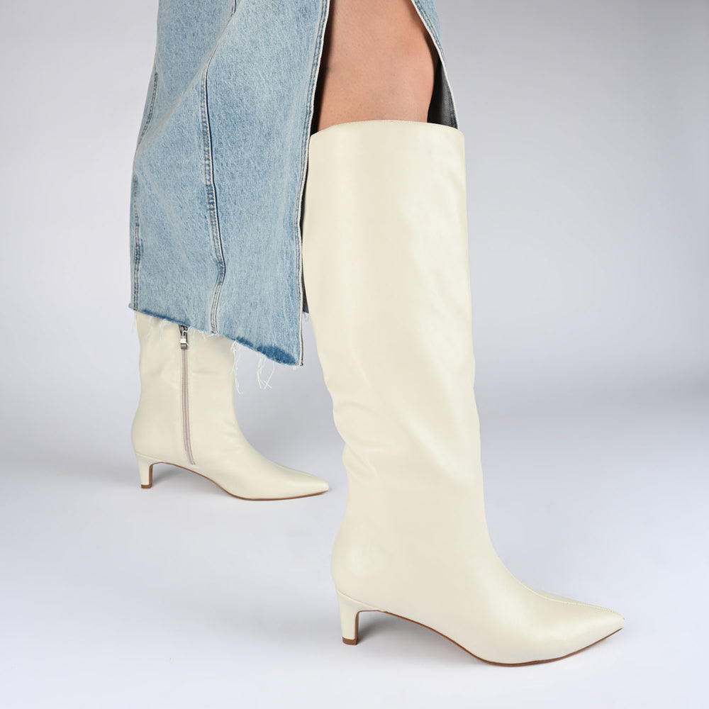 TULLIP KNEE HIGH BOOTS IN FAUX LEATHER