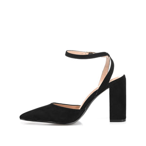 TYYRA BLOCK HEELS IN FAUX SUEDE - Black