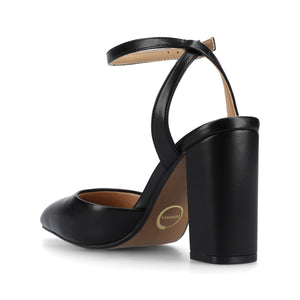 TYYRA BLOCK HEELS IN FAUX SUEDE - Black PU