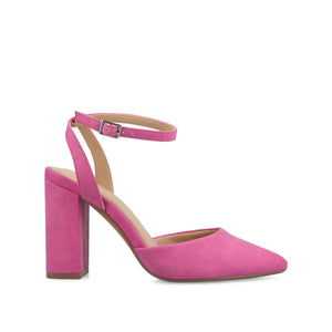 TYYRA BLOCK HEELS IN FAUX SUEDE IN WIDE - Hot Pink