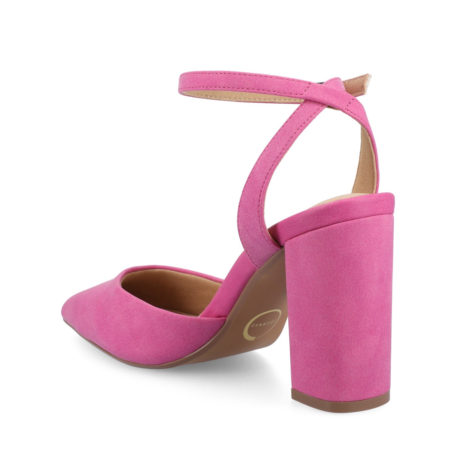 TYYRA BLOCK HEELS IN FAUX SUEDE IN WIDE - Hot Pink