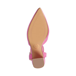 TYYRA BLOCK HEELS IN FAUX SUEDE IN WIDE - Hot Pink