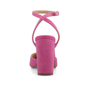 TYYRA BLOCK HEELS IN FAUX SUEDE IN WIDE - Hot Pink