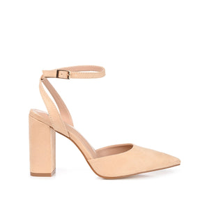 TYYRA BLOCK HEELS IN FAUX SUEDE - Nude