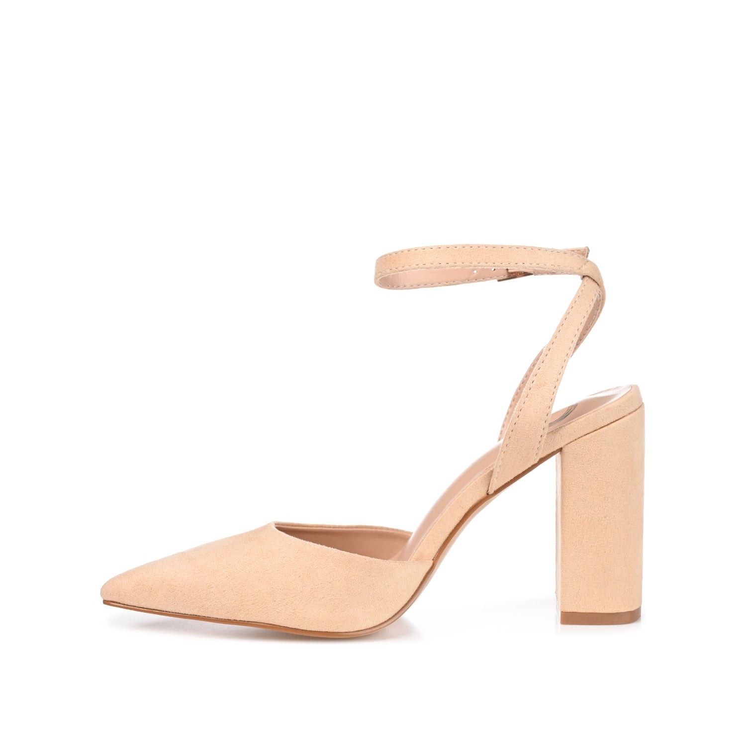 TYYRA BLOCK HEELS IN FAUX SUEDE - Nude