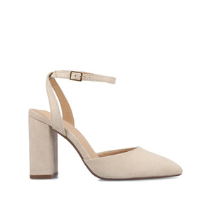 TYYRA BLOCK HEELS IN FAUX SUEDE - Nude