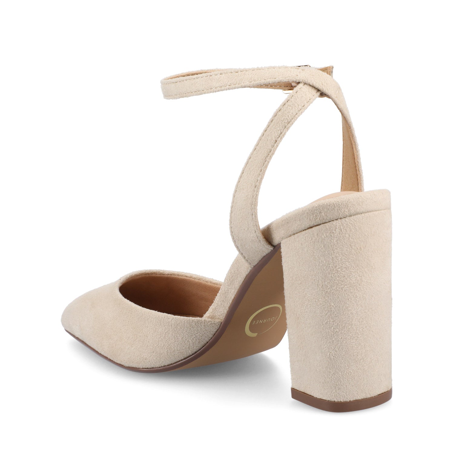TYYRA BLOCK HEELS IN FAUX SUEDE - Nude