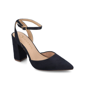 TYYRA BLOCK HEELS IN FAUX SUEDE - Navy Nubuck