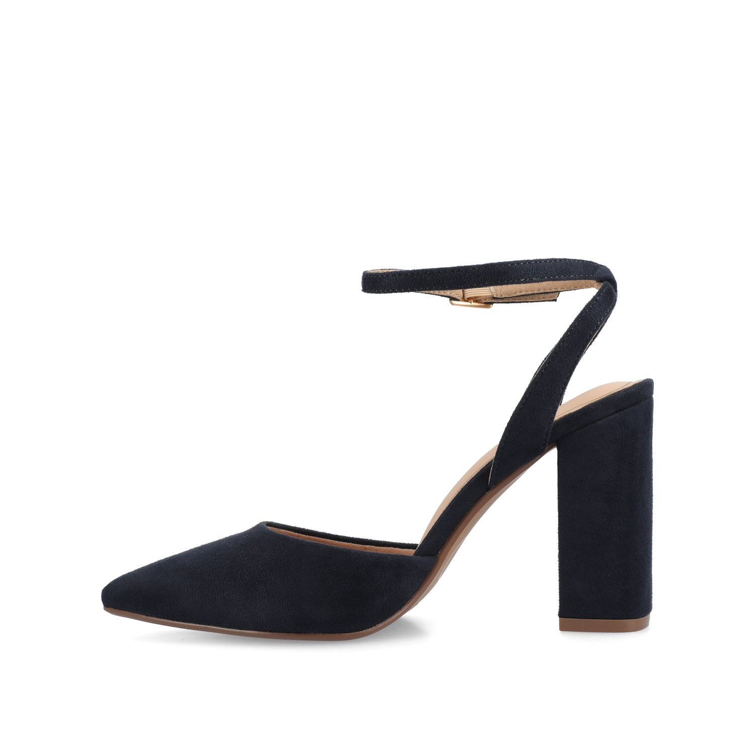 TYYRA BLOCK HEELS IN FAUX SUEDE - Navy Nubuck