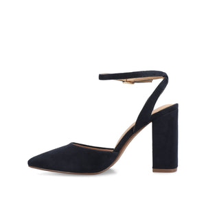 TYYRA BLOCK HEELS IN FAUX SUEDE - Navy Nubuck