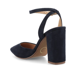 TYYRA BLOCK HEELS IN FAUX SUEDE - Navy Nubuck