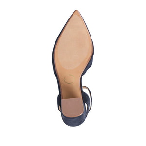TYYRA BLOCK HEELS IN FAUX SUEDE - Navy Nubuck