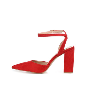 TYYRA BLOCK HEELS IN FAUX SUEDE - Red