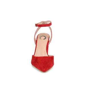 TYYRA BLOCK HEELS IN FAUX SUEDE - Red