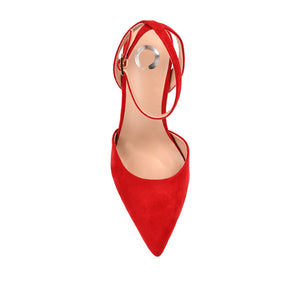 TYYRA BLOCK HEELS IN FAUX SUEDE - Red