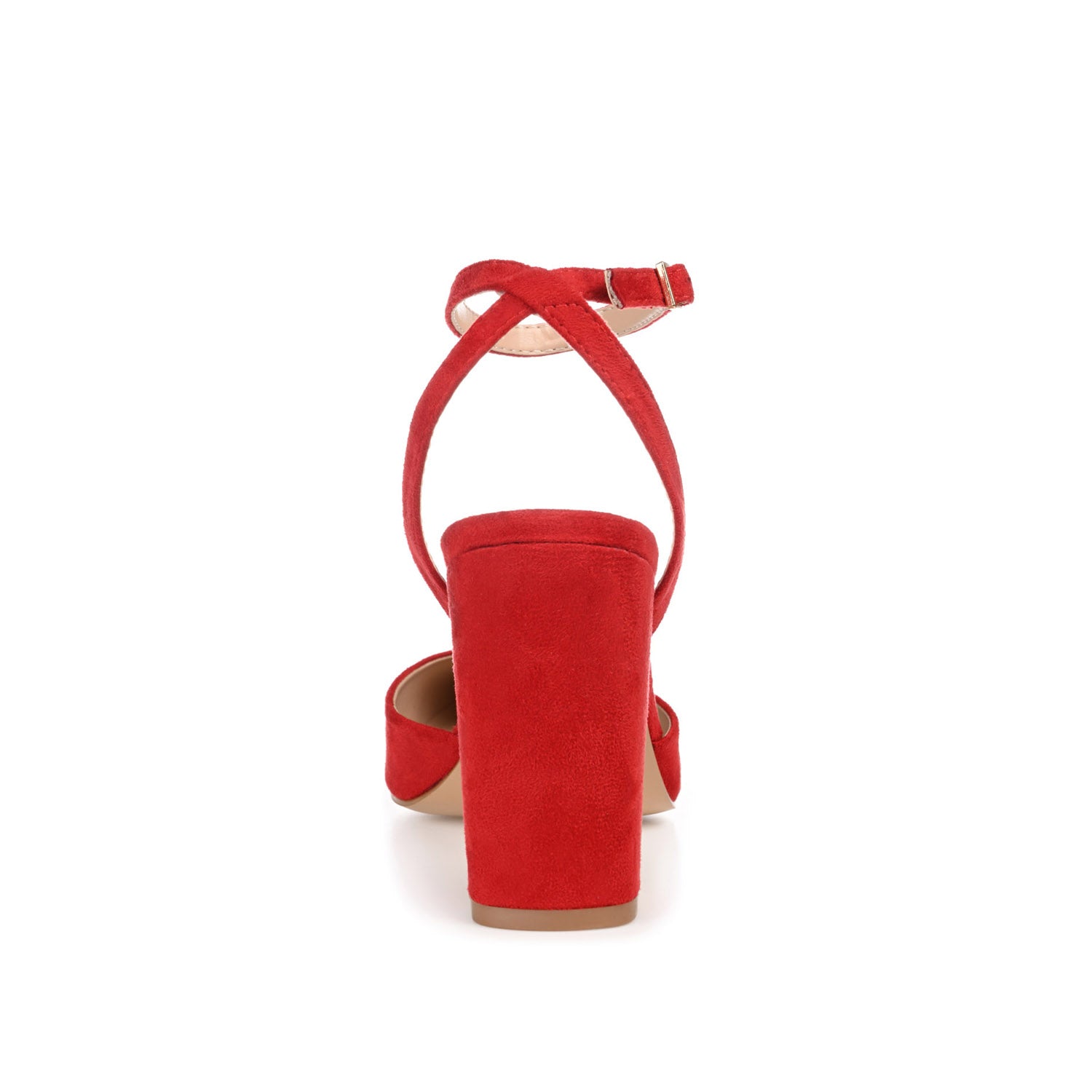 TYYRA BLOCK HEELS IN FAUX SUEDE - Red