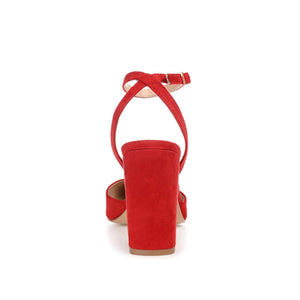 TYYRA BLOCK HEELS IN FAUX SUEDE - Red