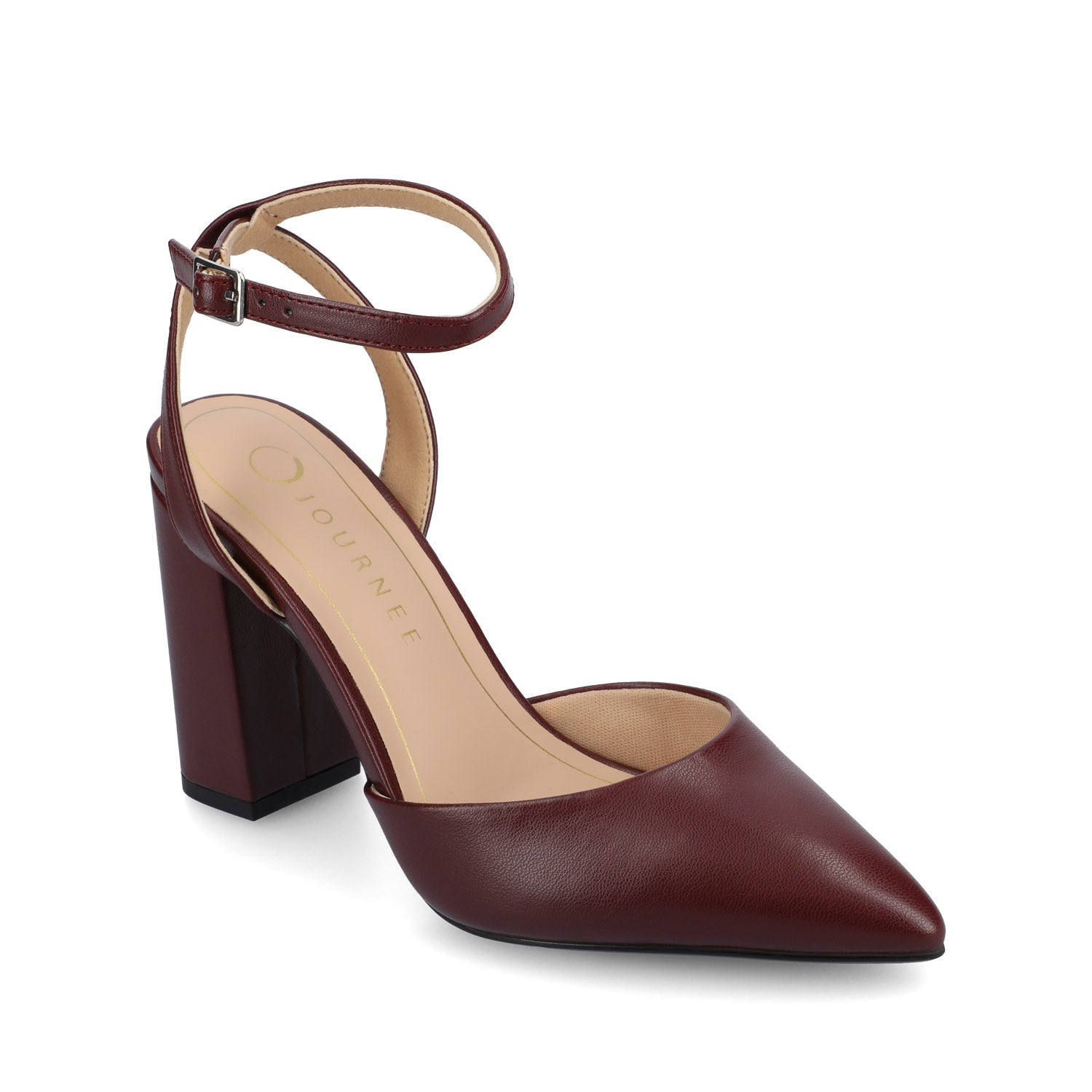 TYYRA BLOCK HEELS IN FAUX SUEDE IN WIDE - Oxblood Nubuck