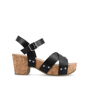 VALENTINA HEELED SANDALS IN VEGAN LEATHER - Black