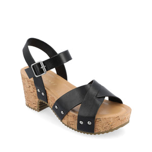 VALENTINA HEELED SANDALS IN VEGAN LEATHER - Black