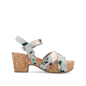 VALENTINA HEELED SANDALS IN VEGAN LEATHER - Grey Floral PU