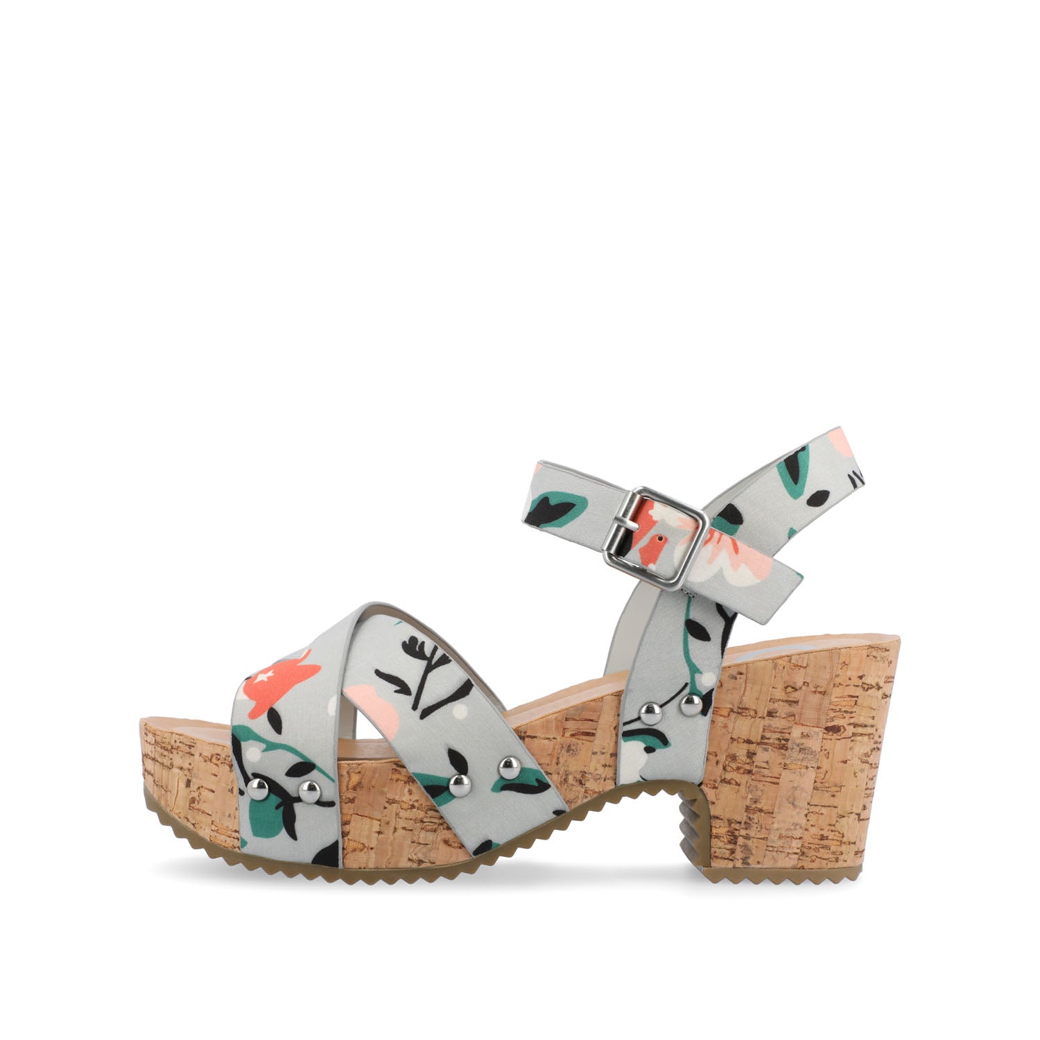 VALENTINA HEELED SANDALS IN VEGAN LEATHER - Grey Floral PU
