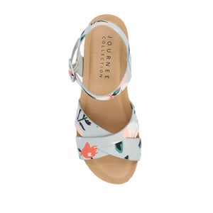 VALENTINA HEELED SANDALS IN VEGAN LEATHER - Grey Floral PU