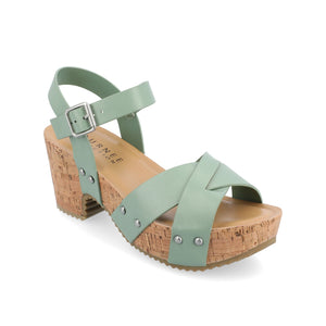VALENTINA HEELED SANDALS IN VEGAN LEATHER - Green