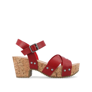 VALENTINA HEELED SANDALS IN VEGAN LEATHER - Red