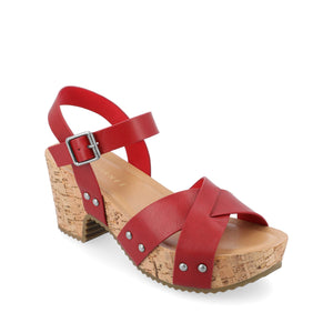 VALENTINA HEELED SANDALS IN VEGAN LEATHER - Red